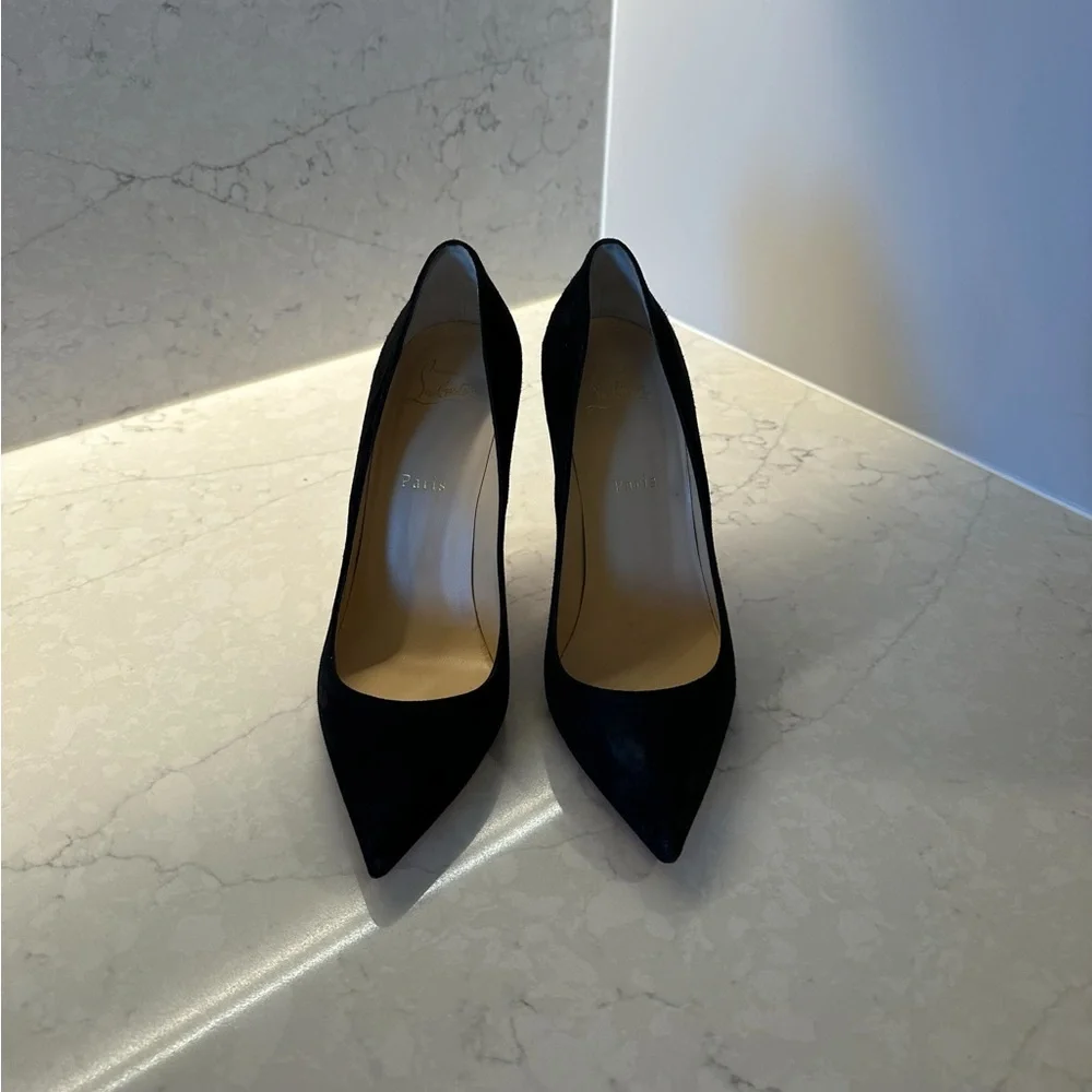 Christian Louboutin Black Suede Kate Max 100 Pumps - Picture 3 of 4
